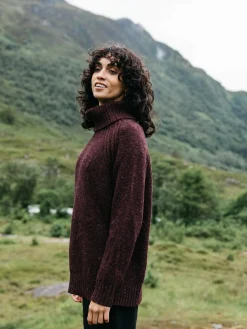 Discount Finisterre Women's Farne Roll Neck Knit Sweater BlackCherry