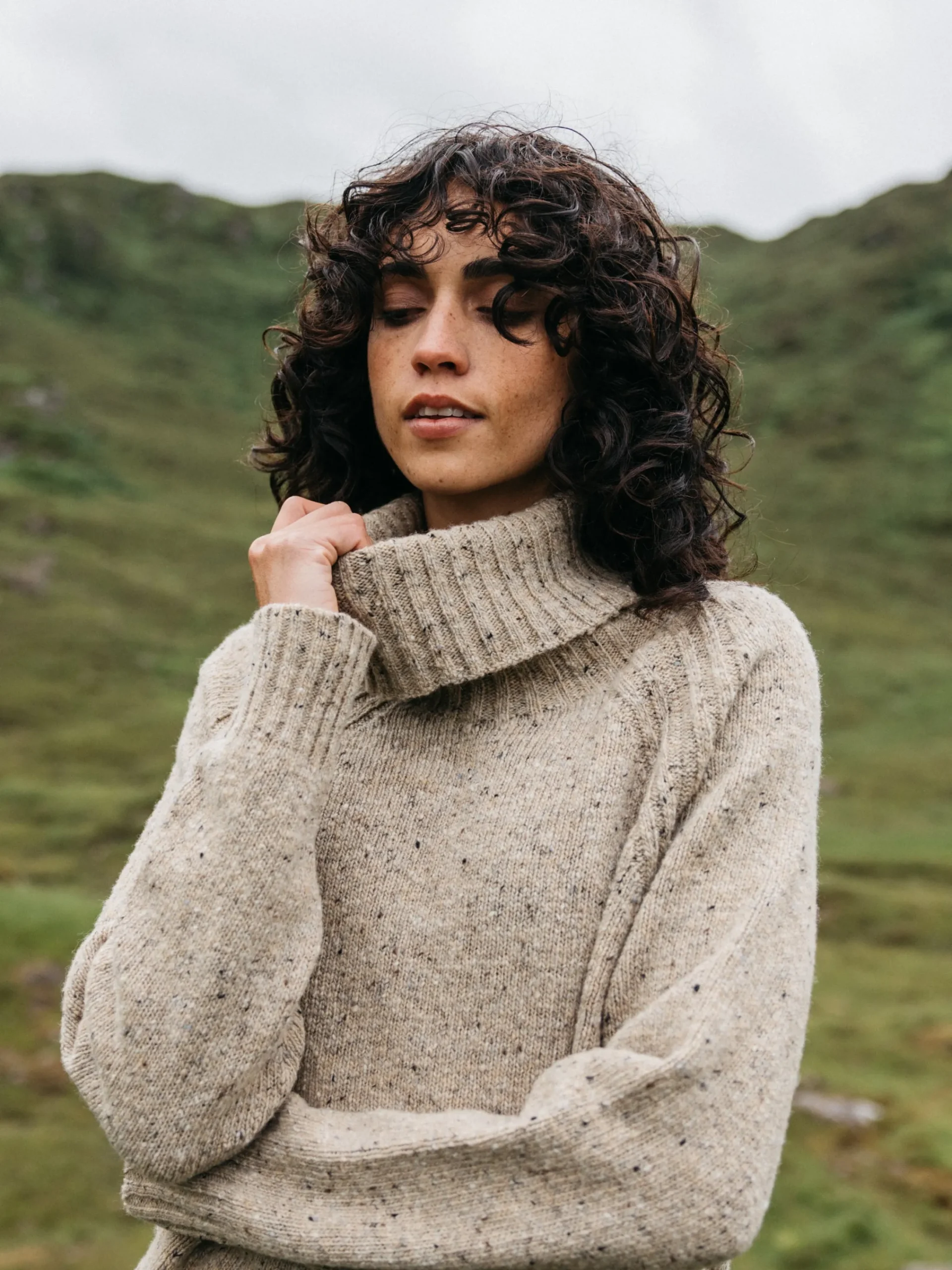 Cheap Finisterre Women's Farne Roll Neck Knit Sweater Oatmeal