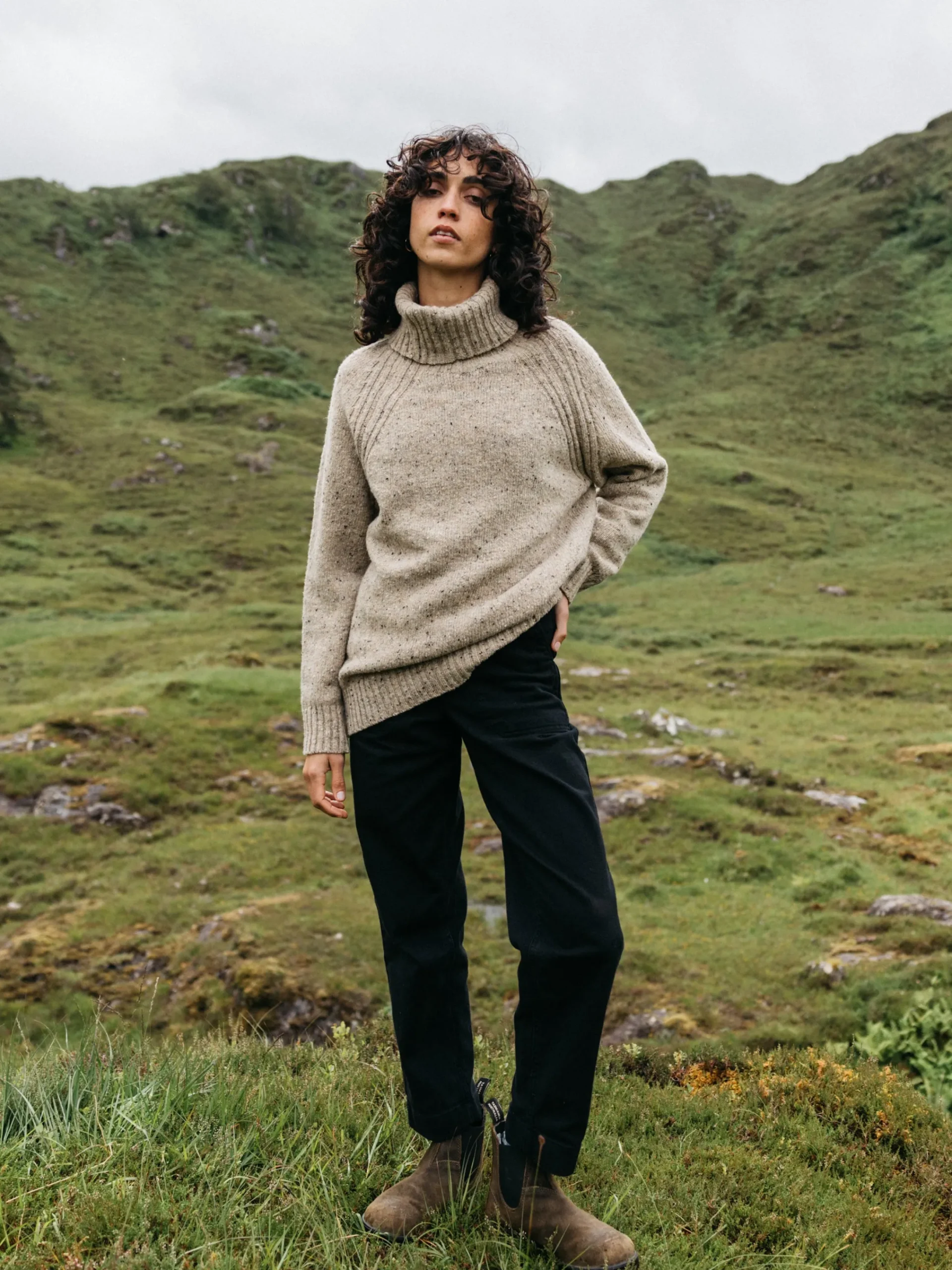 Cheap Finisterre Women's Farne Roll Neck Knit Sweater Oatmeal