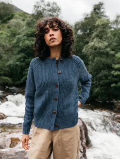 Sale Finisterre Women's Mora Crew Neck Cardigan Denim