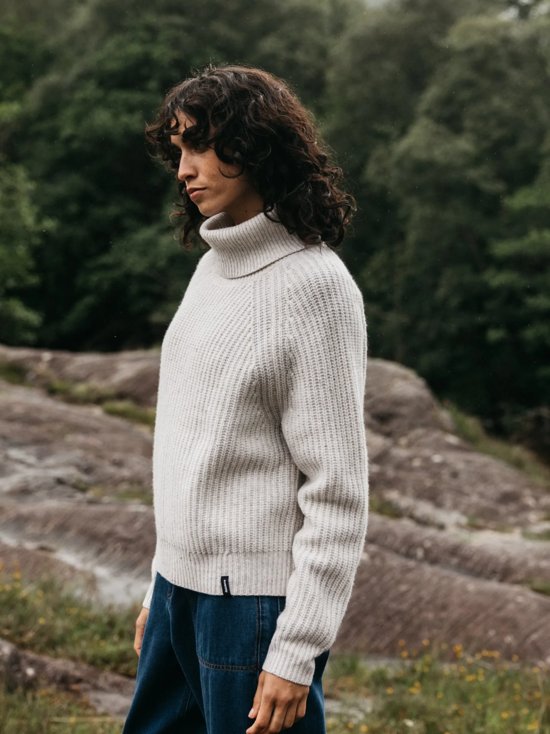 Clearance Finisterre Women's Mora Roll Neck Knit Sweater Ecru