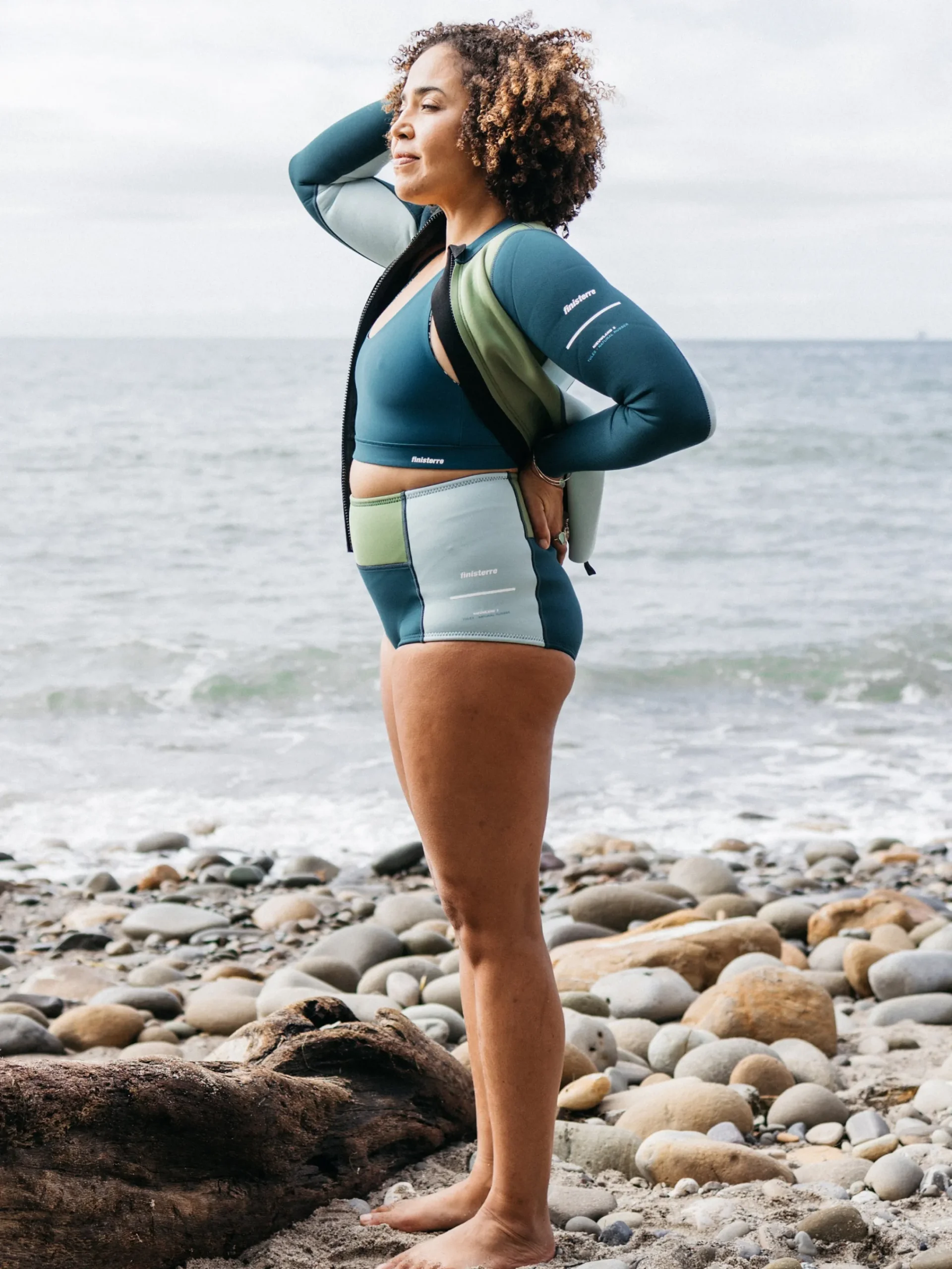 Shop Finisterre Women's Nieuwland 2mm Yulex® Pant Teal/Khaki/Aqua