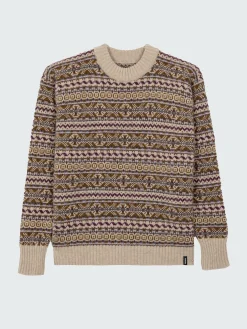 Best Finisterre Women's Shetland Fairisle Sweater BlackCherry/Ecru/HeatherMistMulti